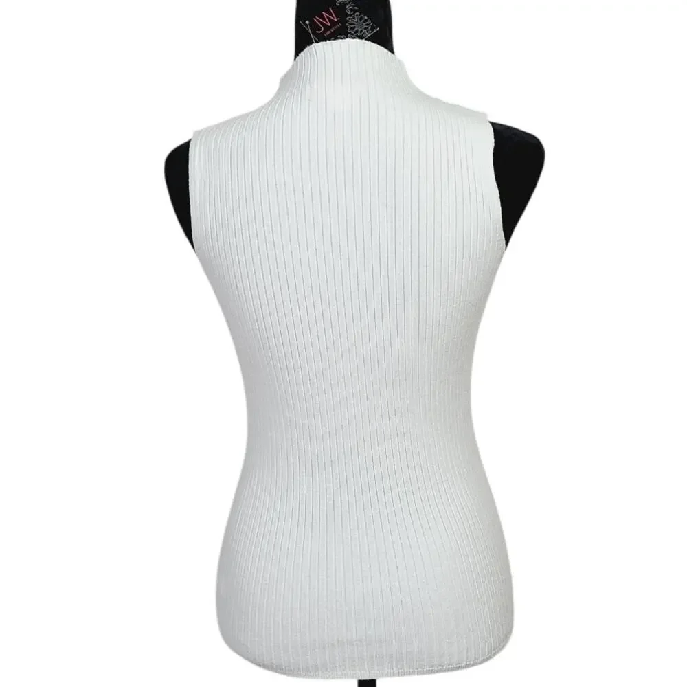 JW Style Mock Neck Sleeveless Ribbed Knit Tank, Lot of 3, Women Size S